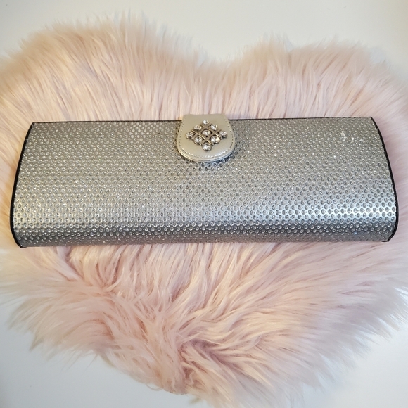 Silver Glitter Formal  satchel Clutch Evening bag - Picture 2 of 10